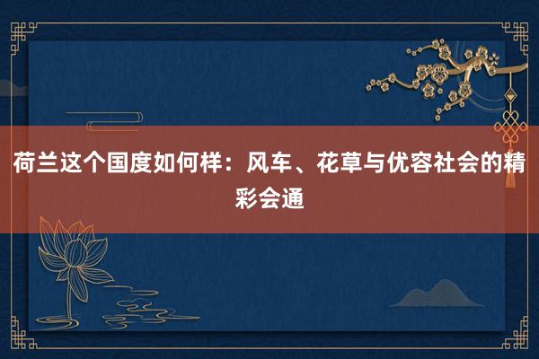 荷兰这个国度如何样：风车、花草与优容社会的精彩会通